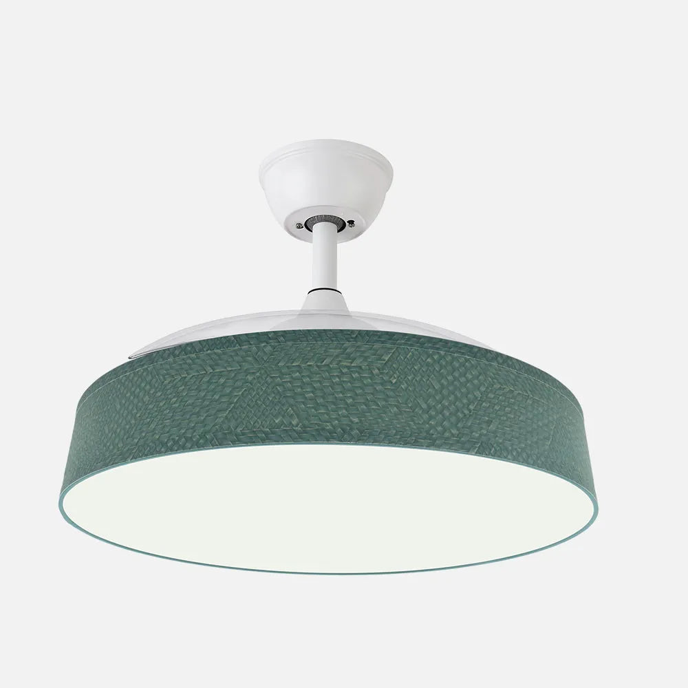 Ventilador de techo DC Boga 108 cm con aspas retráctiles y luz LED de FABRILAMP en color blanco/verde – vista de detalle
