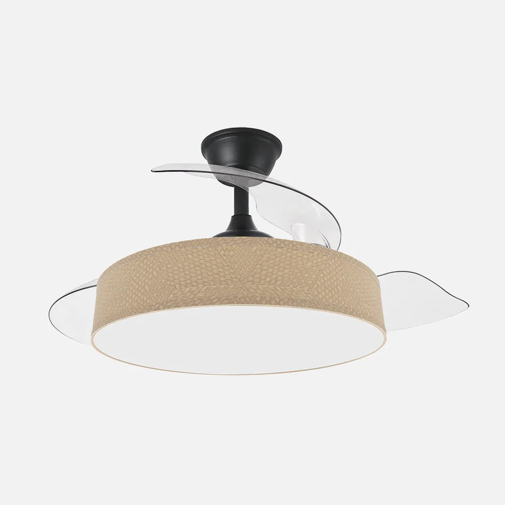 Ventilador de techo DC Boga 108 cm con aspas retráctiles y luz LED de FABRILAMP en color negro/beige