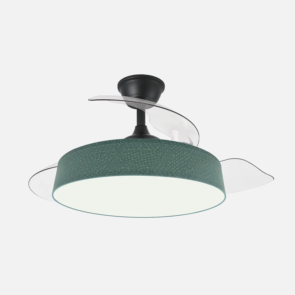 Ventilador de techo DC Boga 108 cm con aspas retráctiles y luz LED de FABRILAMP en color negro/verde