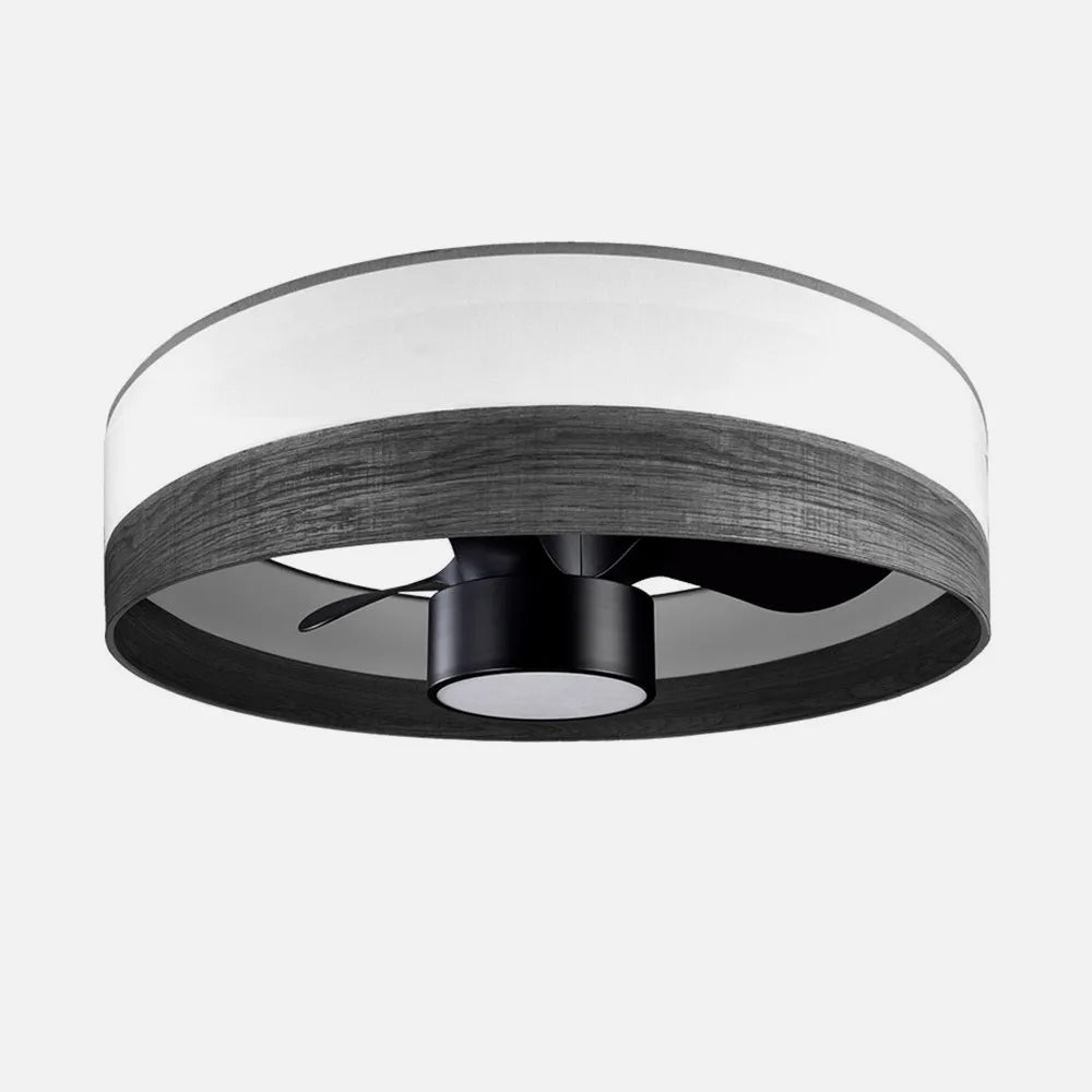 Ventilador de techo tipo plafón DC Olga 70 cm con luz LED de FABRILAMP en color blanco/madera negra-negro