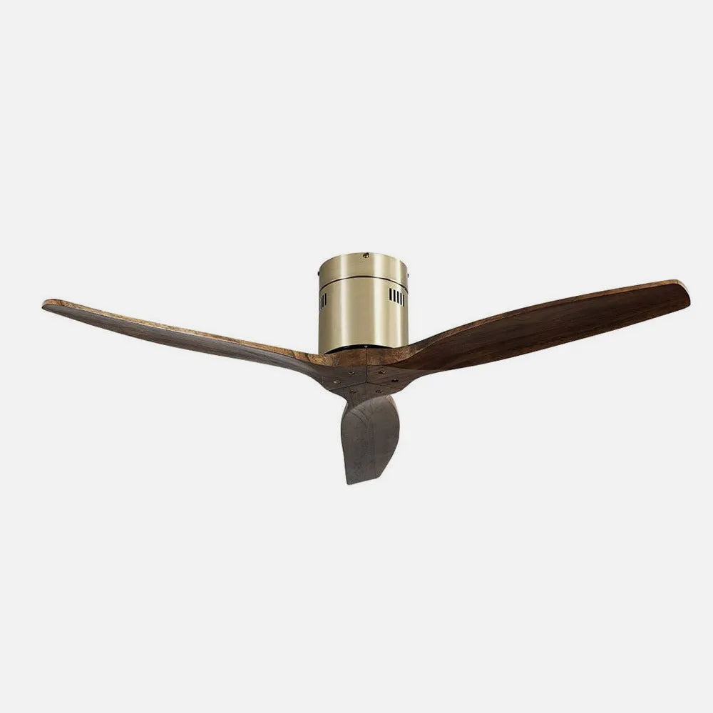 Ventilador de techo DC Aguilón 132 cm sin luz de FABRILAMP en color cuero/roble