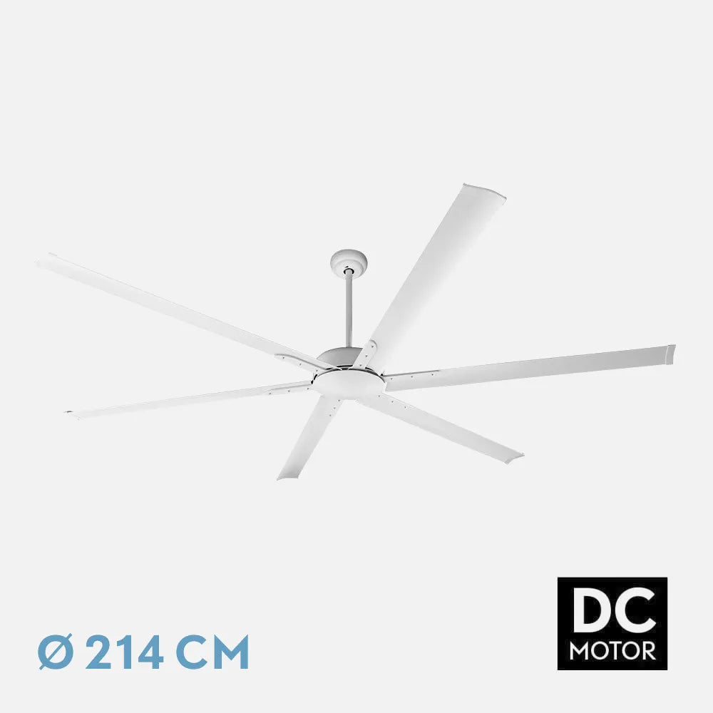 Ventilador de techo DC Almanzor 214 cm con luz LED de FABRILAMP en color blanco – vista de detalle