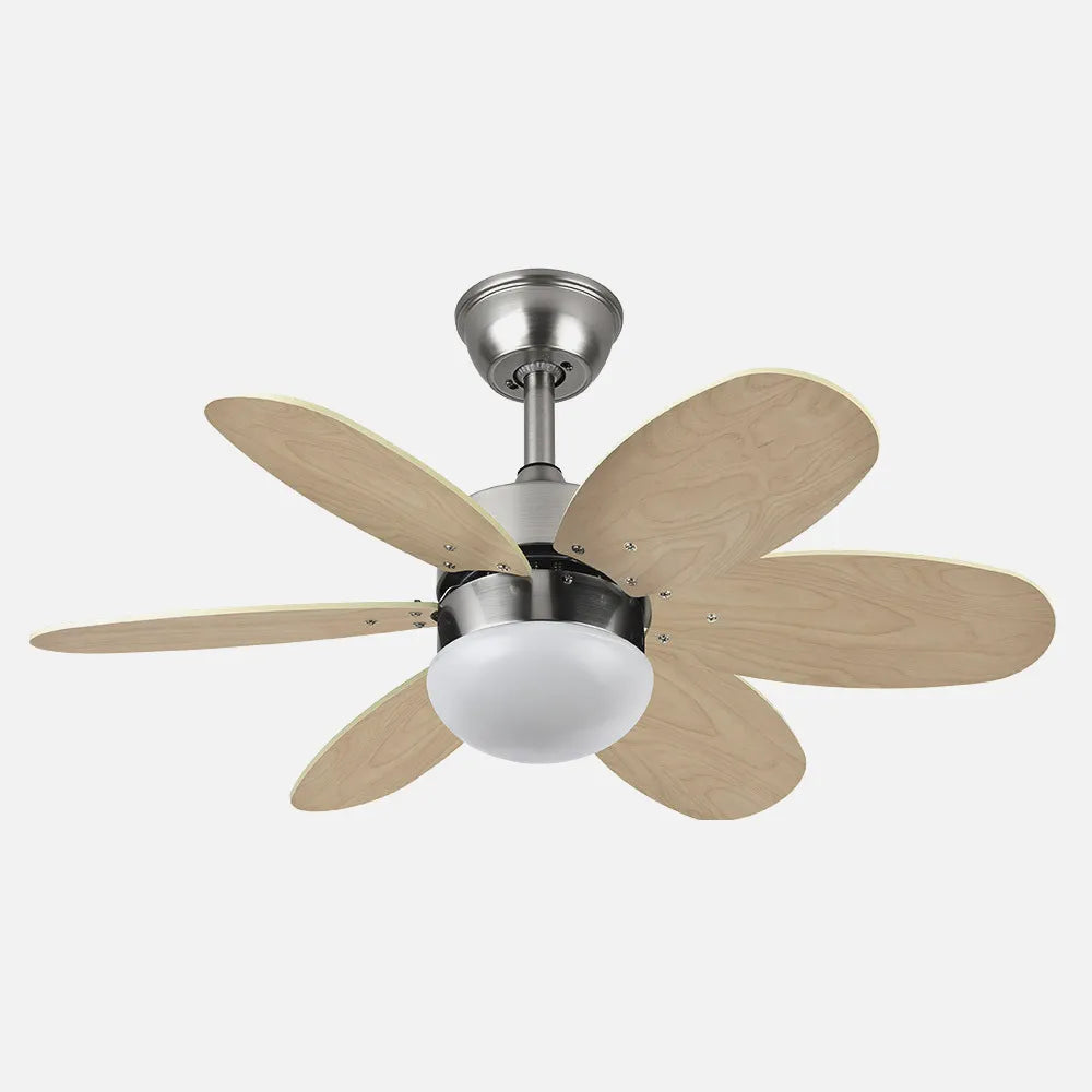Ventilador de techo DC Alves 85 cm con 2 portalámparas E27 de FABRILAMP en color níquel/plata – níquel/haya