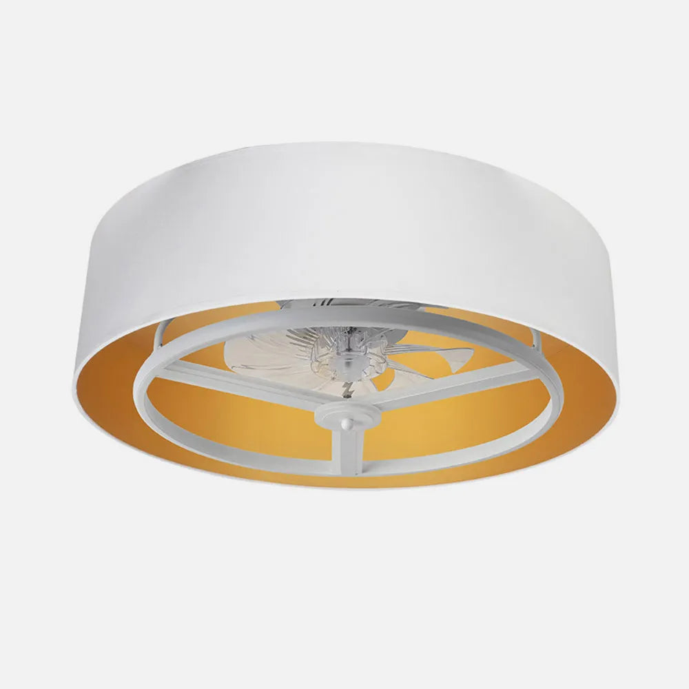 Ventilador de techo tipo plafón DC Anuska 70 cm con luz LED de FABRILAMP en color blanco/oro