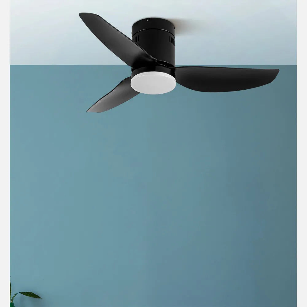 Ventilador de techo DC Borax 101 cm con luz LED de FABRILAMP en color negro – vista de detalle