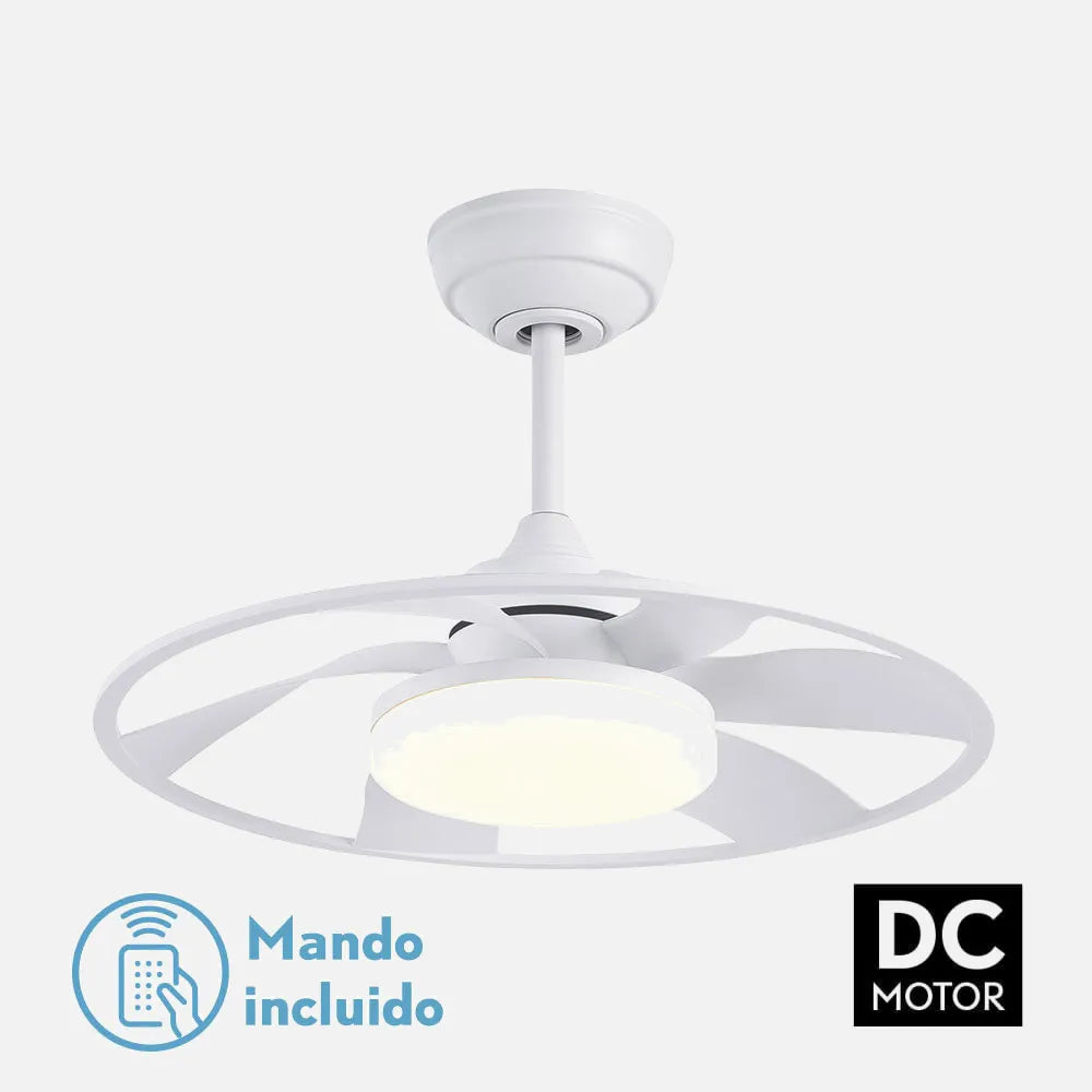 Ventilador de techo tipo plafón DC Celsius 55 cm con luz LED de FABRILAMP en color blanco – vista de detalle