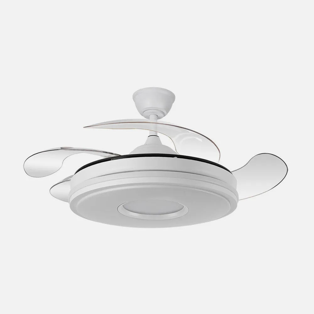 Ventilador de techo DC Dani 106 cm con aspas retráctiles y luz LED de FABRILAMP en color blanco