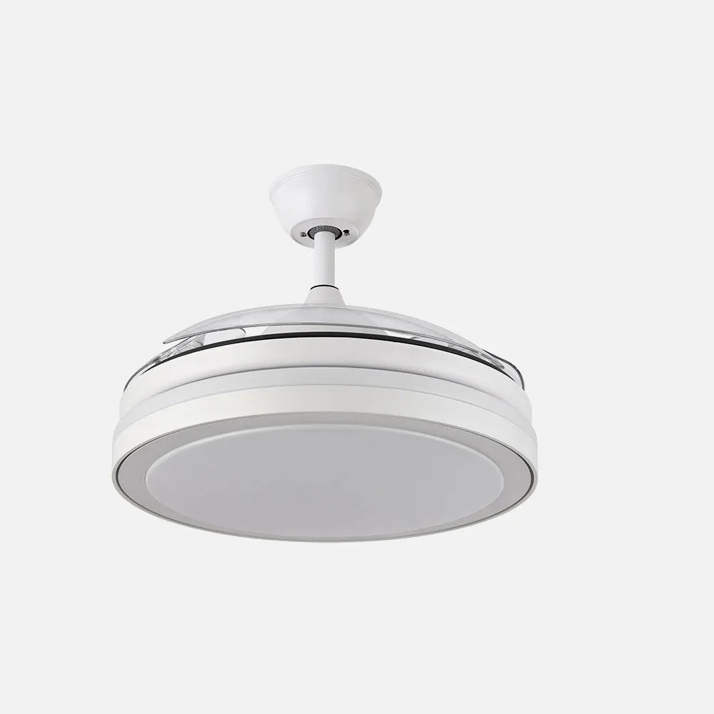 Ventilador de techo DC Esparta 107 cm con aspas retráctiles y luz LED de FABRILAMP en color blanco – vista de detalle