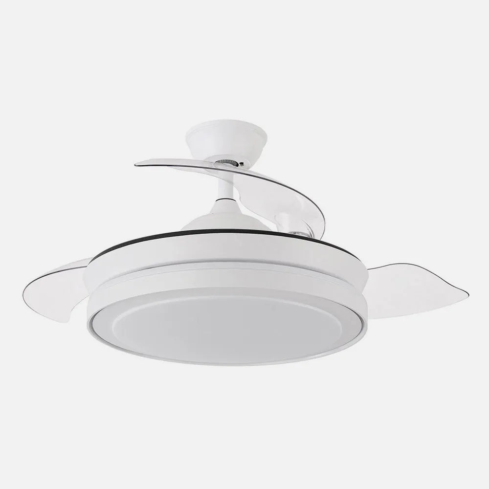 Ventilador de techo DC Esparta 91 cm con aspas retráctiles y luz LED de FABRILAMP en color blanco