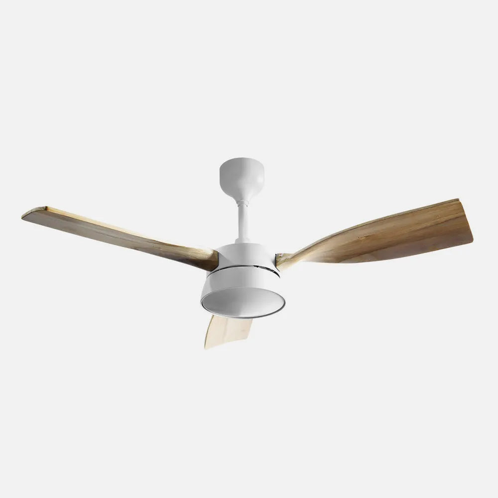 Ventilador de techo DC Estío 132 cm con luz LED de FABRILAMP en color blanco/haya