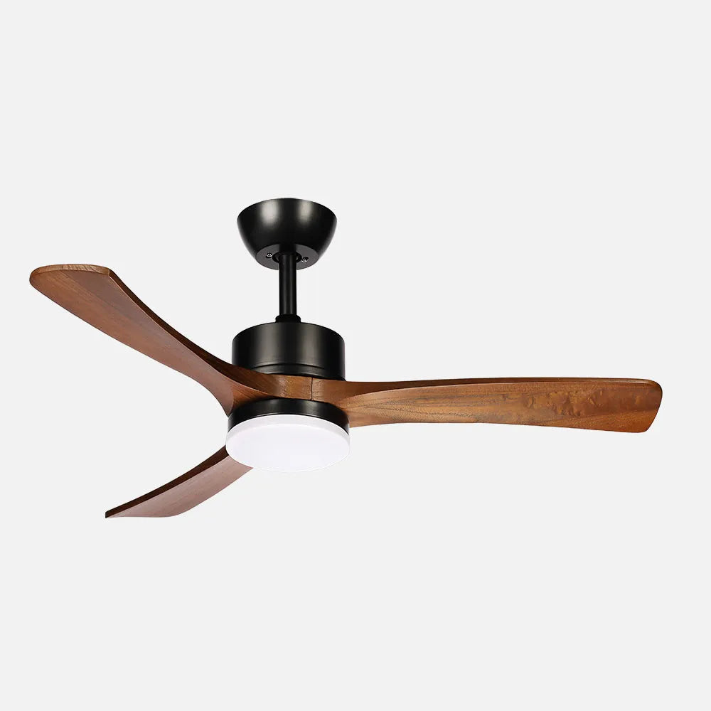 Ventilador de techo DC Hellín 106 cm con luz LED de FABRILAMP en color negro/roble