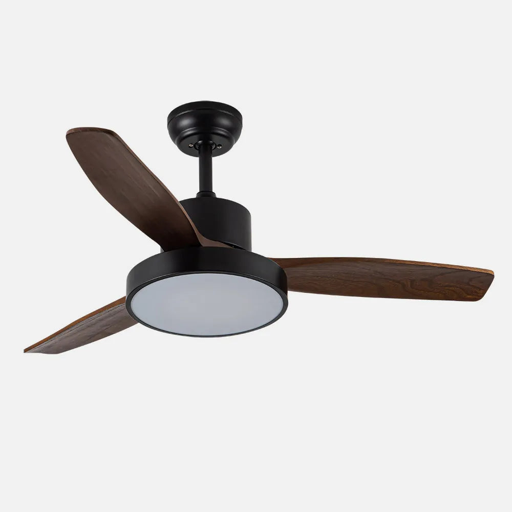 Ventilador de techo DC Kavala 112 cm con luz LED de FABRILAMP en color negro/roble