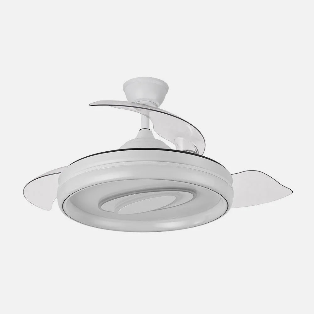 Ventilador de techo DC Maracaná 107 cm con aspas retráctiles y luz LED de FABRILAMP en color blanco