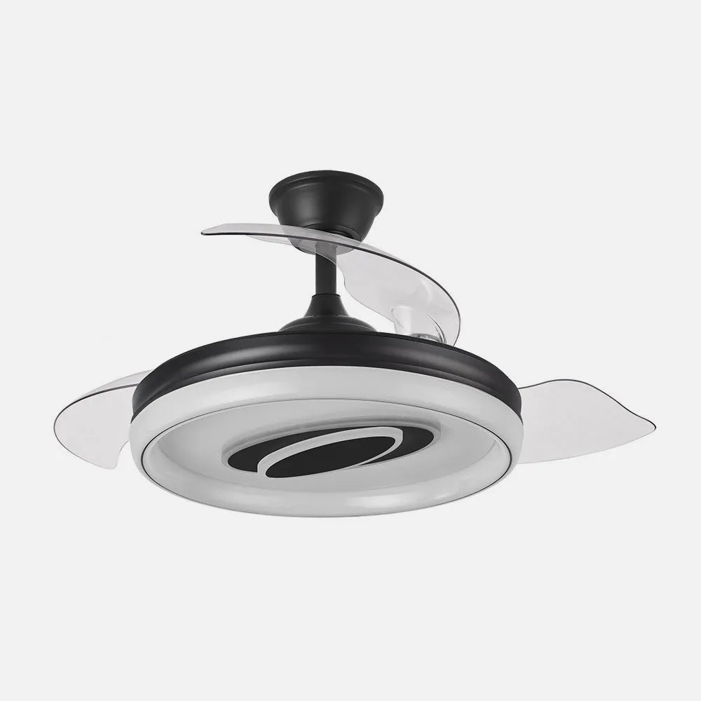 Ventilador de techo DC Maracaná 107 cm con aspas retráctiles y luz LED de FABRILAMP en color negro