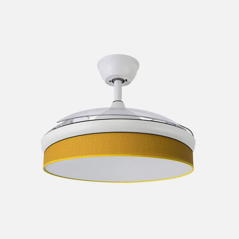Ventilador de techo DC Moda 91 cm con aspas retráctiles y luz LED de FABRILAMP en color blanco/amarillo
