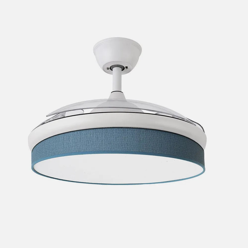 Ventilador de techo DC Moda 108 cm con aspas retráctiles y luz LED de FABRILAMP en color blanco/azul