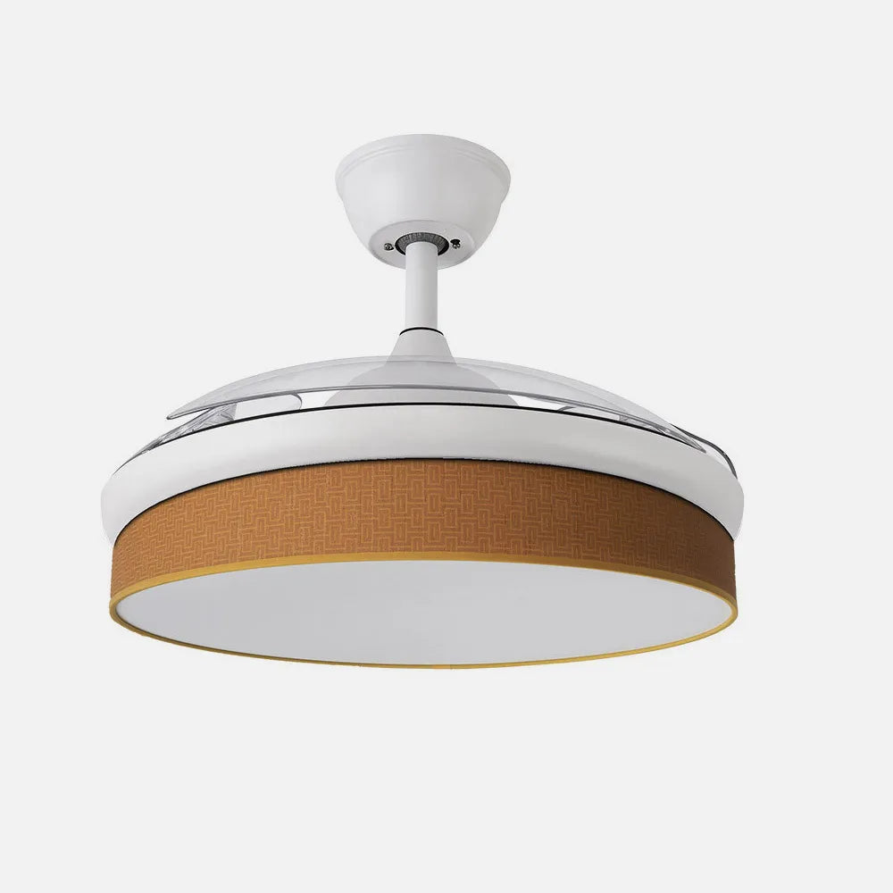 Ventilador de techo DC Moda 108 cm con aspas retráctiles y luz LED de FABRILAMP en color blanco/naranja