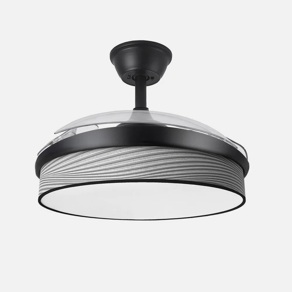 Ventilador de techo DC Moda 108 cm con aspas retráctiles y luz LED de FABRILAMP en color negro/surco gris