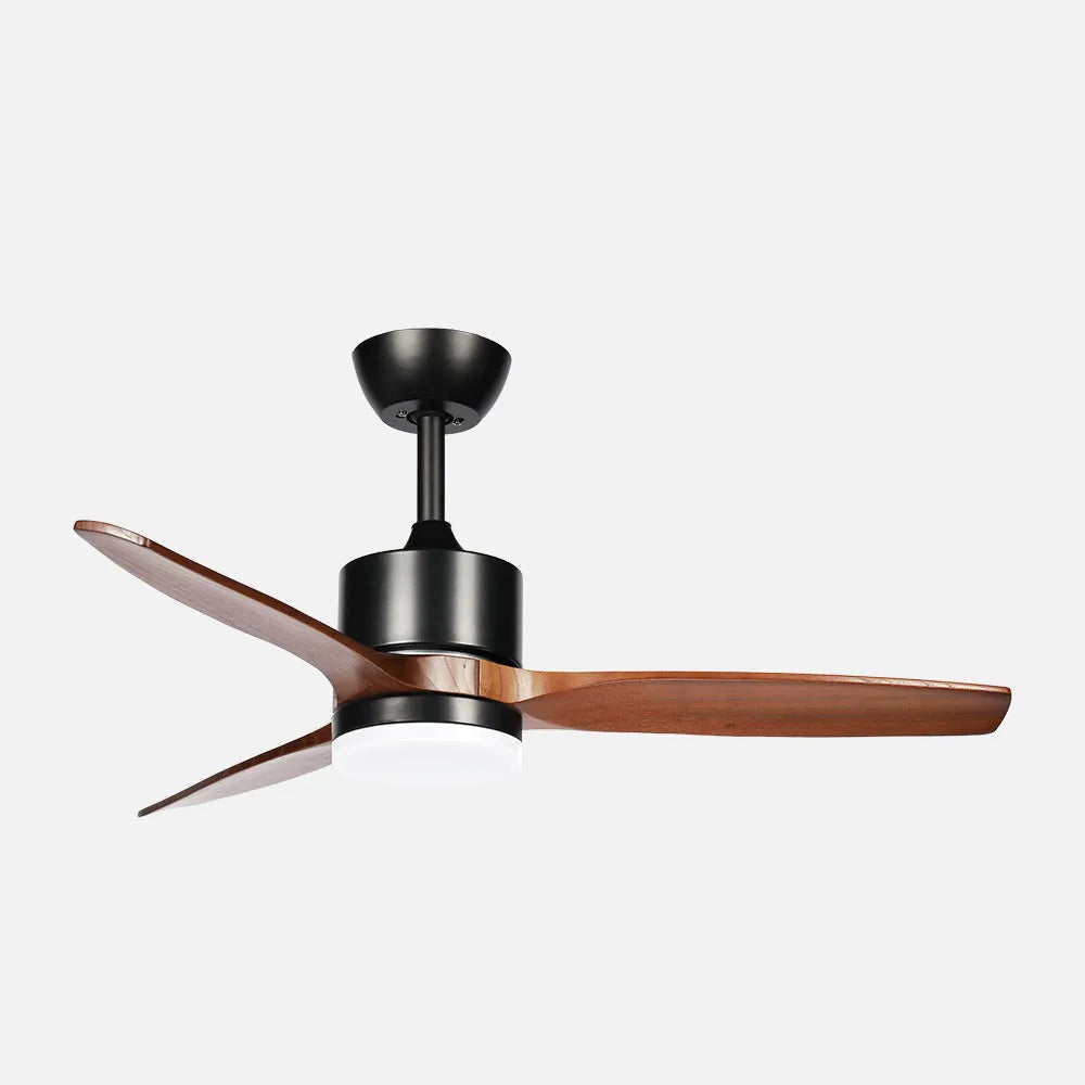 Ventilador de techo DC Montiel 106 cm con luz LED de FABRILAMP en color negro/roble
