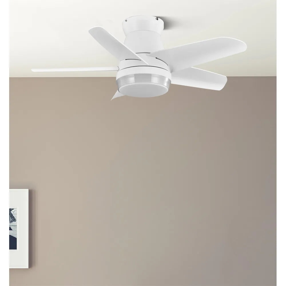 Ventilador de techo DC Neutron 91 cm con luz LED de FABRILAMP en color blanco – vista de detalle