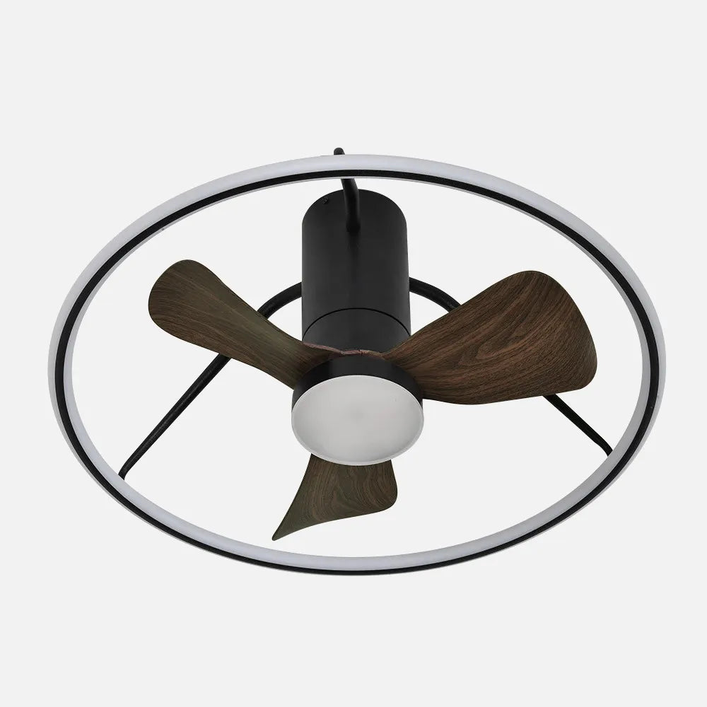 Ventilador de techo DC Oporto 66 cm con luz LED de FABRILAMP en color negro/marrón – vista de detalle