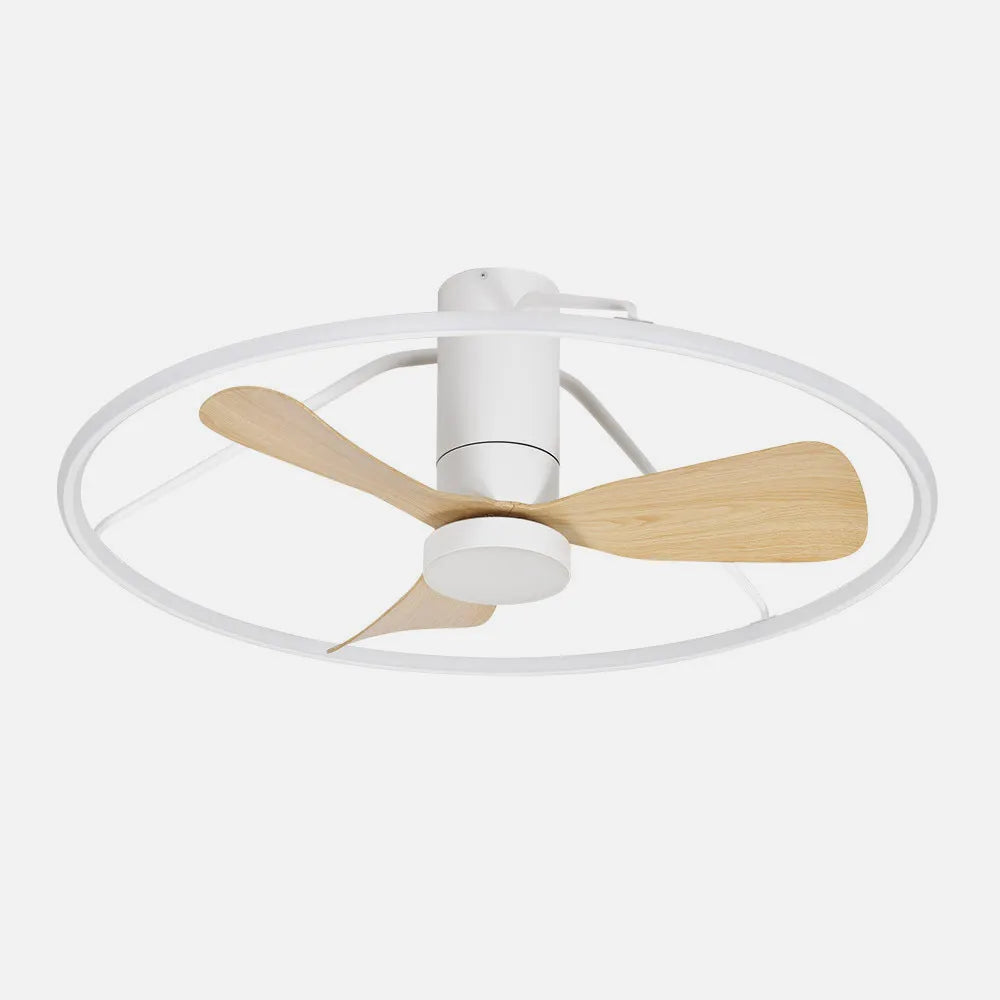 Ventilador de techo DC Oporto 84 cm con luz LED de FABRILAMP en color blanco/haya