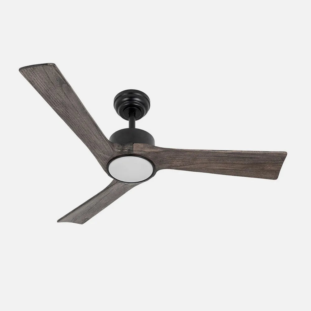 Ventilador de techo DC Orinoco 107 cm con luz LED de FABRILAMP en color negro/roble