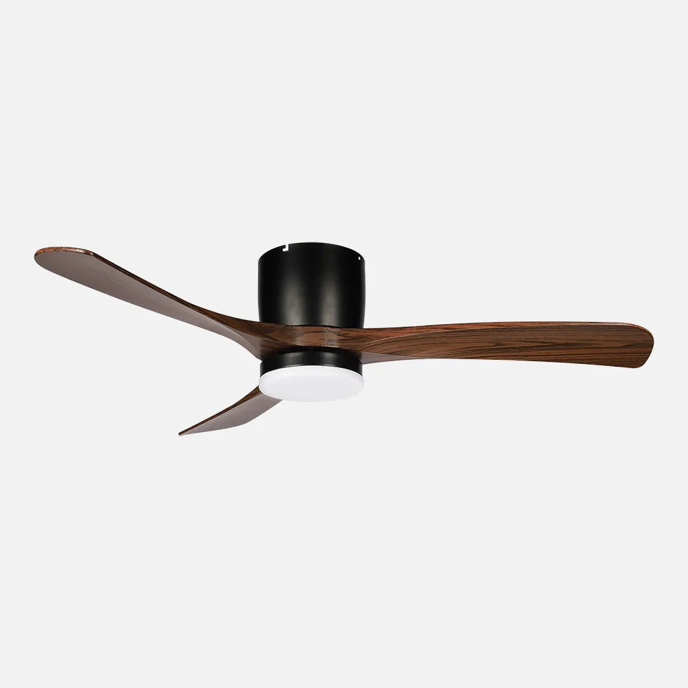 Ventilador de techo DC Paterna 117 cm con luz LED de FABRILAMP en color negro/roble