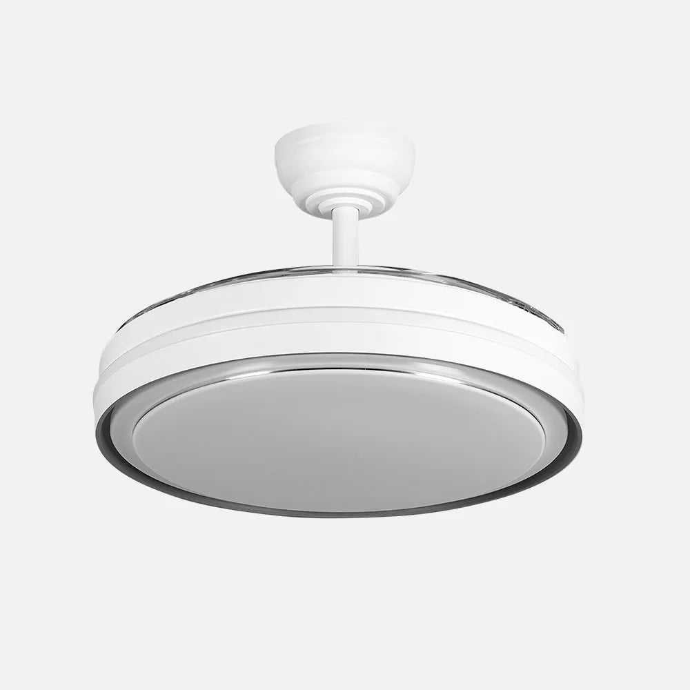 Ventilador de techo DC Siux 107 cm con aspas retráctiles y luz LED de FABRILAMP en color blanco – vista de detalle