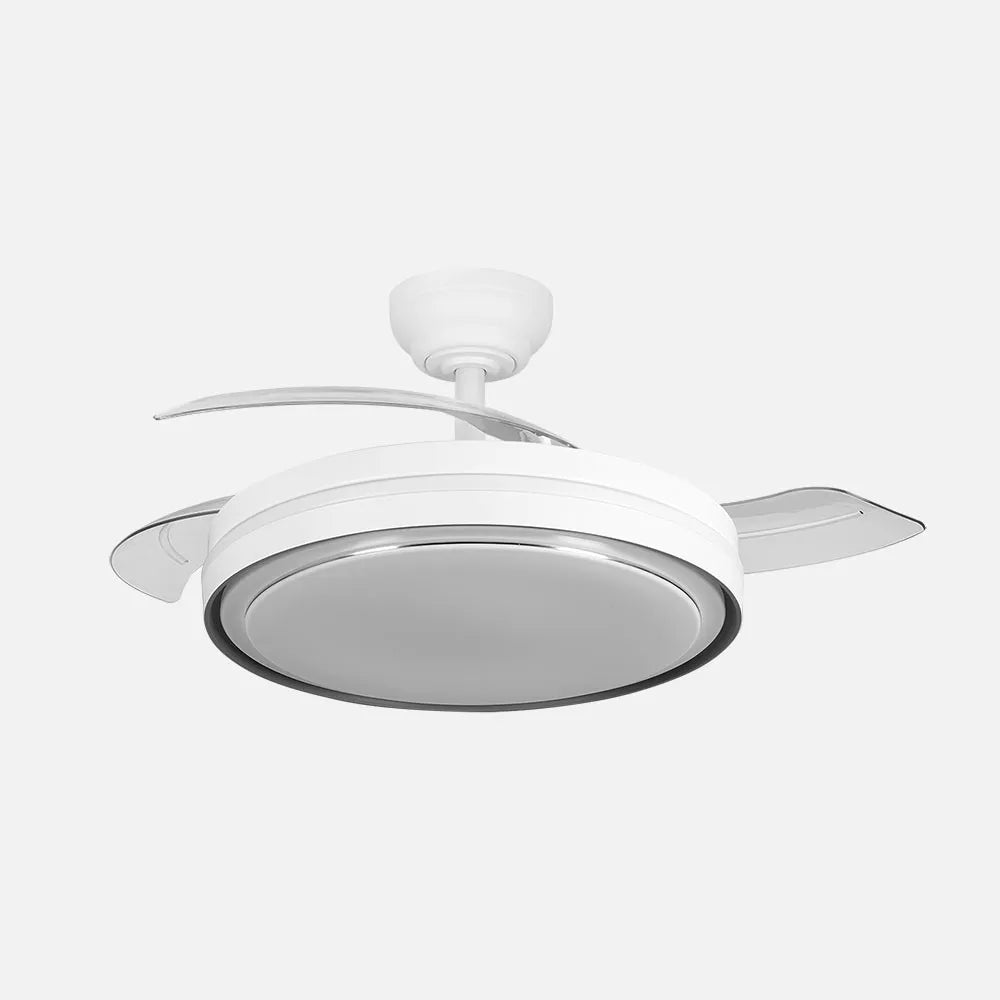 Ventilador de techo DC Siux 107 cm con aspas retráctiles y luz LED de FABRILAMP en color blanco