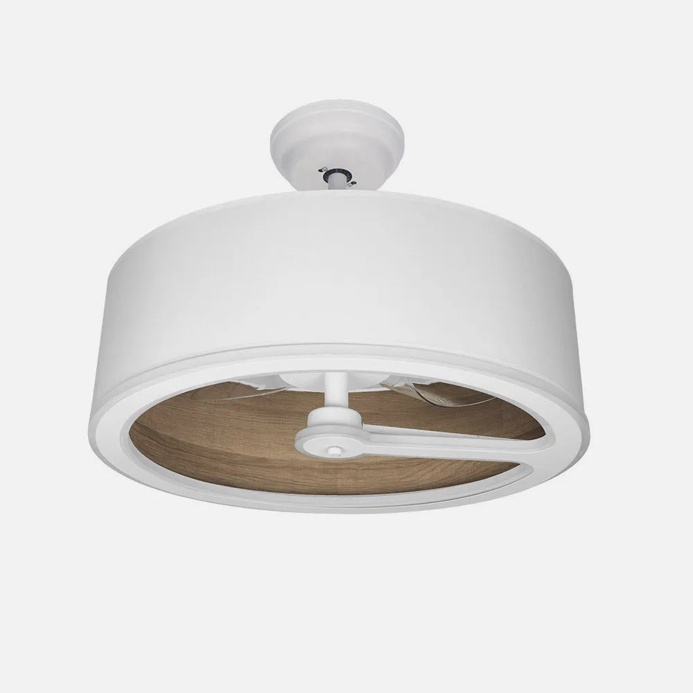 Ventilador de techo tipo plafón DC Tatiana 62 cm con luz LED de FABRILAMP en color blanco/madera oscura
