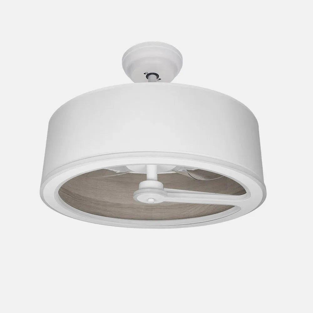 Ventilador de techo tipo plafón DC Tatiana 62 cm con luz LED de FABRILAMP en color blanco/madera gris