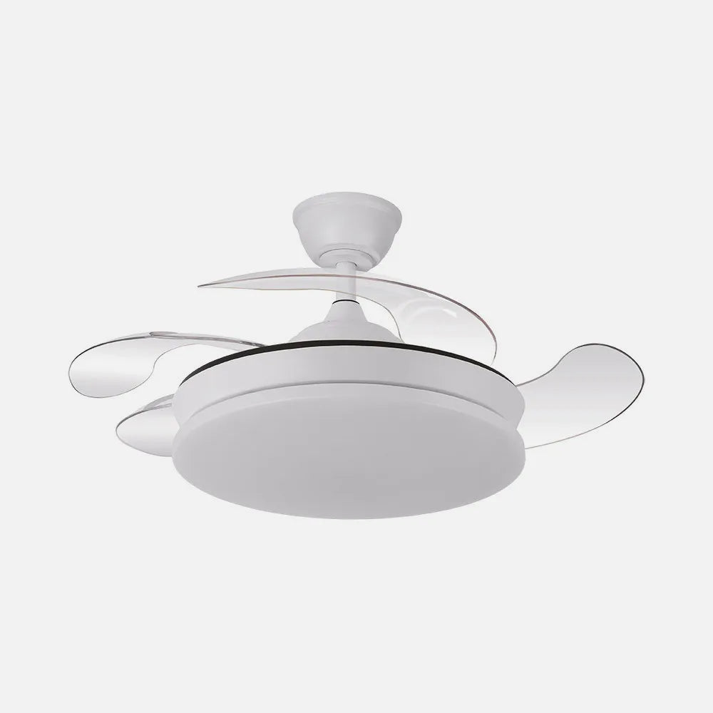 Ventilador de techo DC Tridente 91 cm con aspas retráctiles y luz LED de FABRILAMP en color blanco