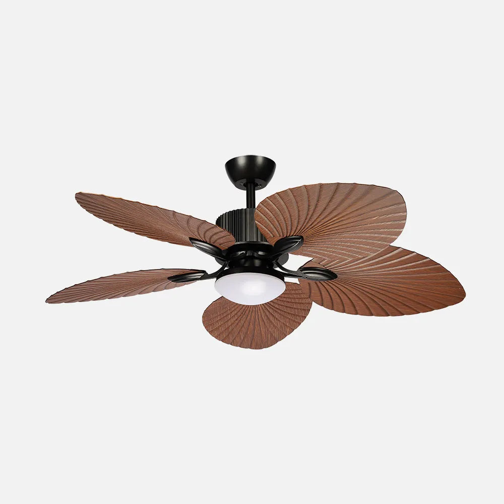 Ventilador de techo DC Torcal 130 cm con luz LED de FABRILAMP en color negro/roble