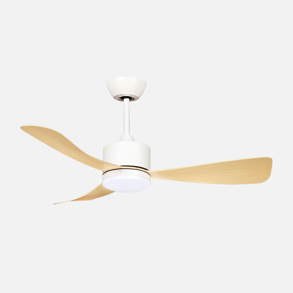 Ventilador de techo DC Yeste 106 cm con luz LED de FABRILAMP en color blanco/haya