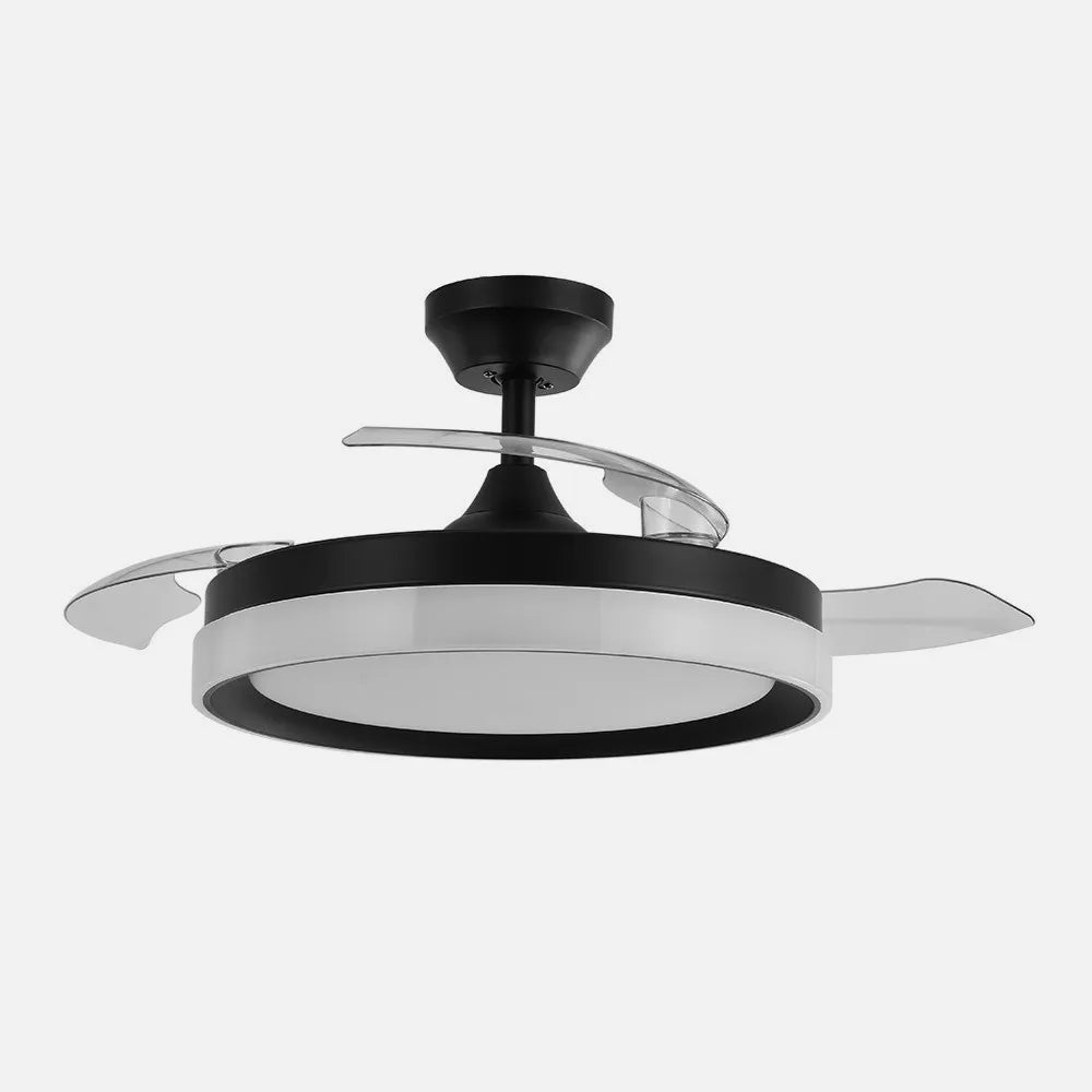 Ventilador de techo DC Zenit 107 cm con aspas retráctiles y luz LED de FABRILAMP en color negro