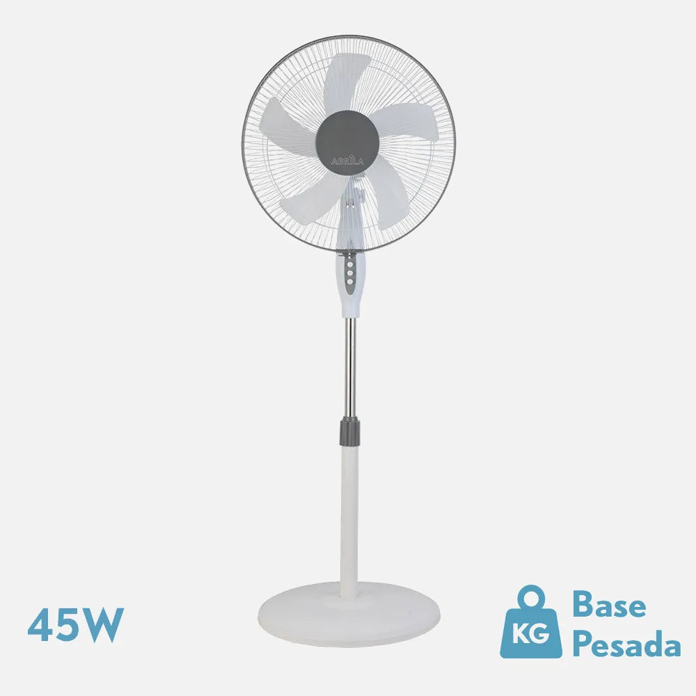 Ventilador de pie Belmonte 45 W de FABRILAMP en color blanco/gris – vista de detalle