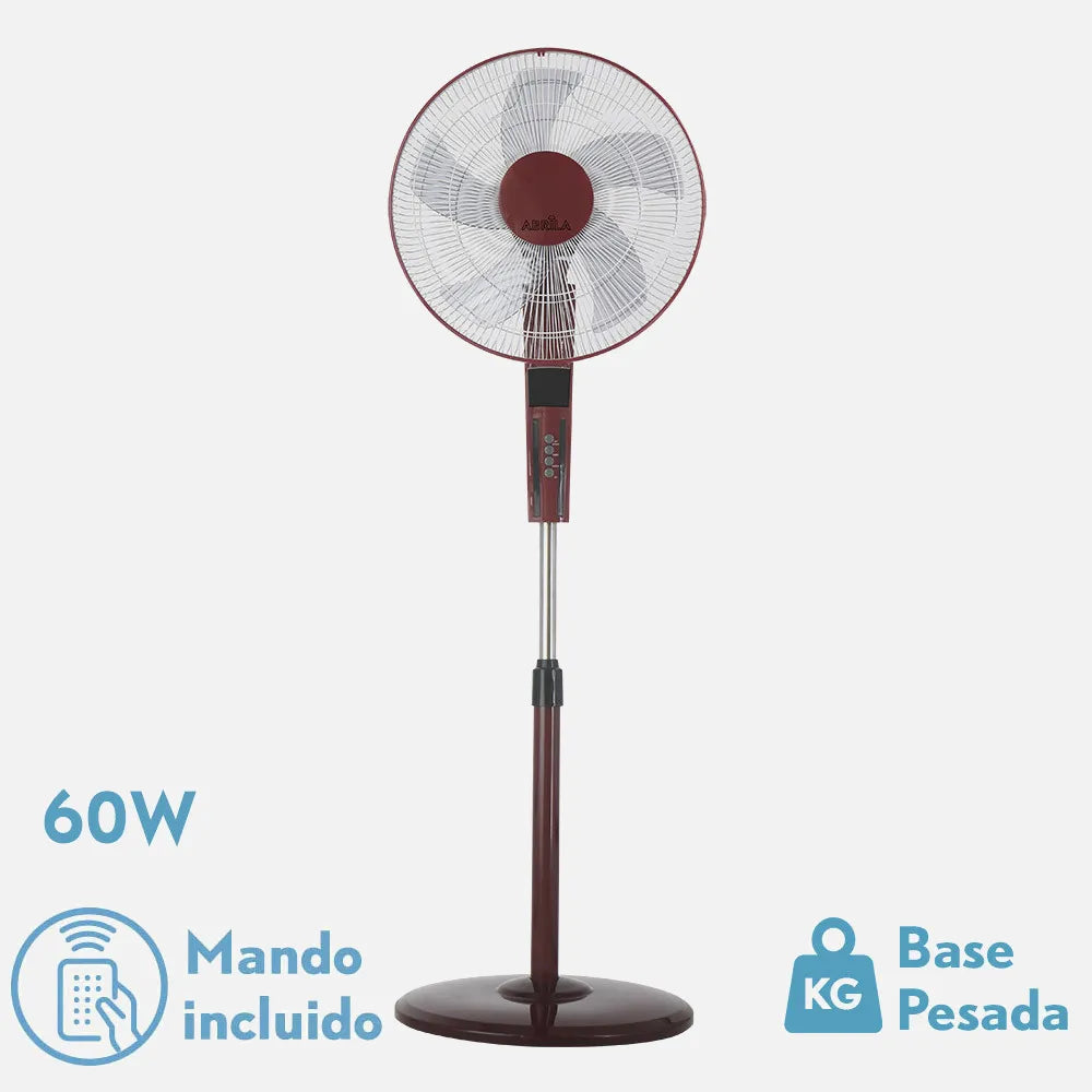 Ventilador de pie Rayo 60 W de FABRILAMP en color burdeos/negro – vista de detalle