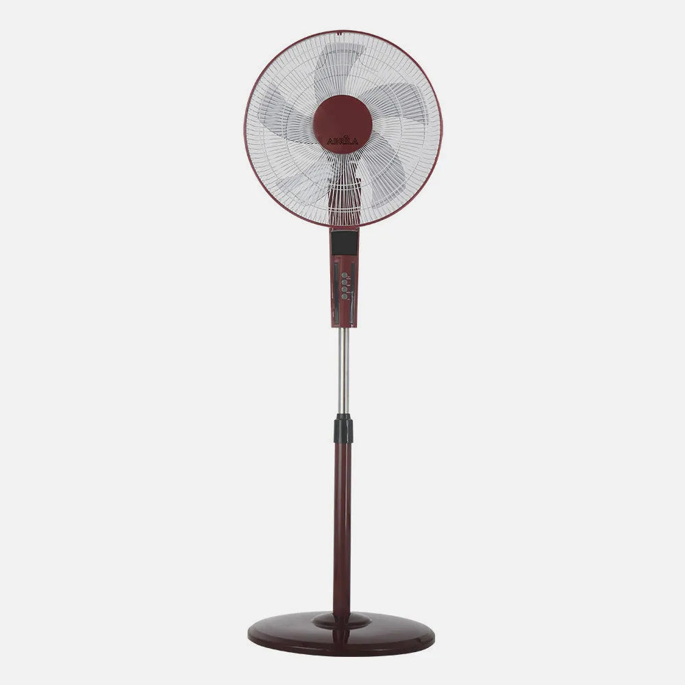 Ventilador de pie Rayo 60 W de FABRILAMP en color burdeos/negro