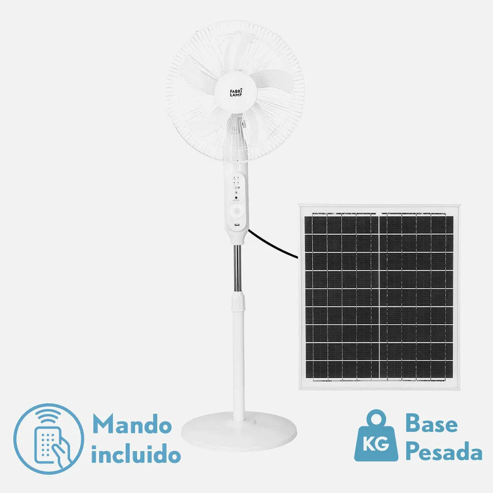 Ventilador DC de pie solar Clima 30 W de FABRILAMP en color blanco – vista de detalle