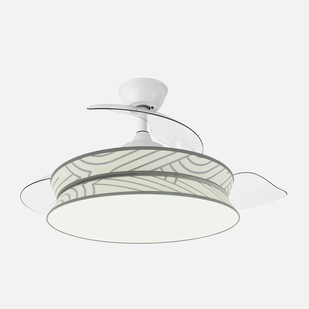 Ventilador de techo DC Decor 108 cm con aspas retráctiles y luz LED de FABRILAMP en color blanco/blanco-plata