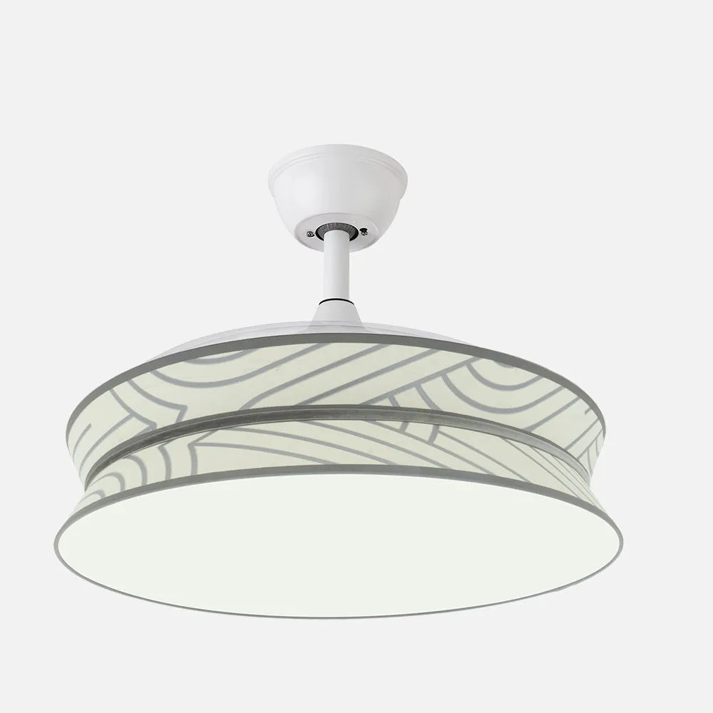 Ventilador de techo DC Decor 108 cm con aspas retráctiles y luz LED de FABRILAMP en color blanco/blanco-plata – vista de detalle