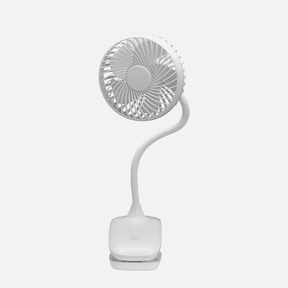 Ventilador recargable de sobremesa con pinza Sines 5 W de FABRILAMP en color blanco – vista de detalle