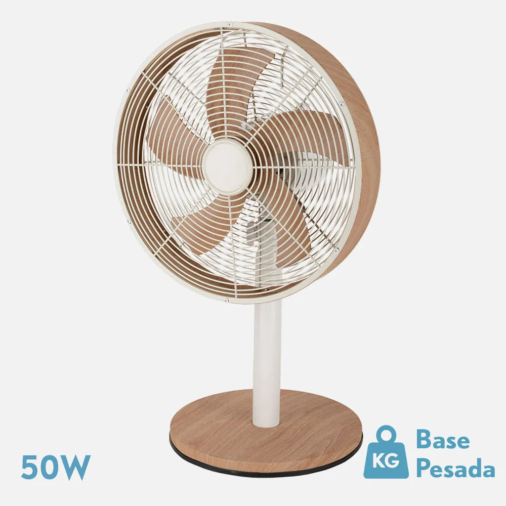 Ventilador de sobremesa Alcañiz 45 W de FABRILAMP en color blanco/haya – vista de detalle
