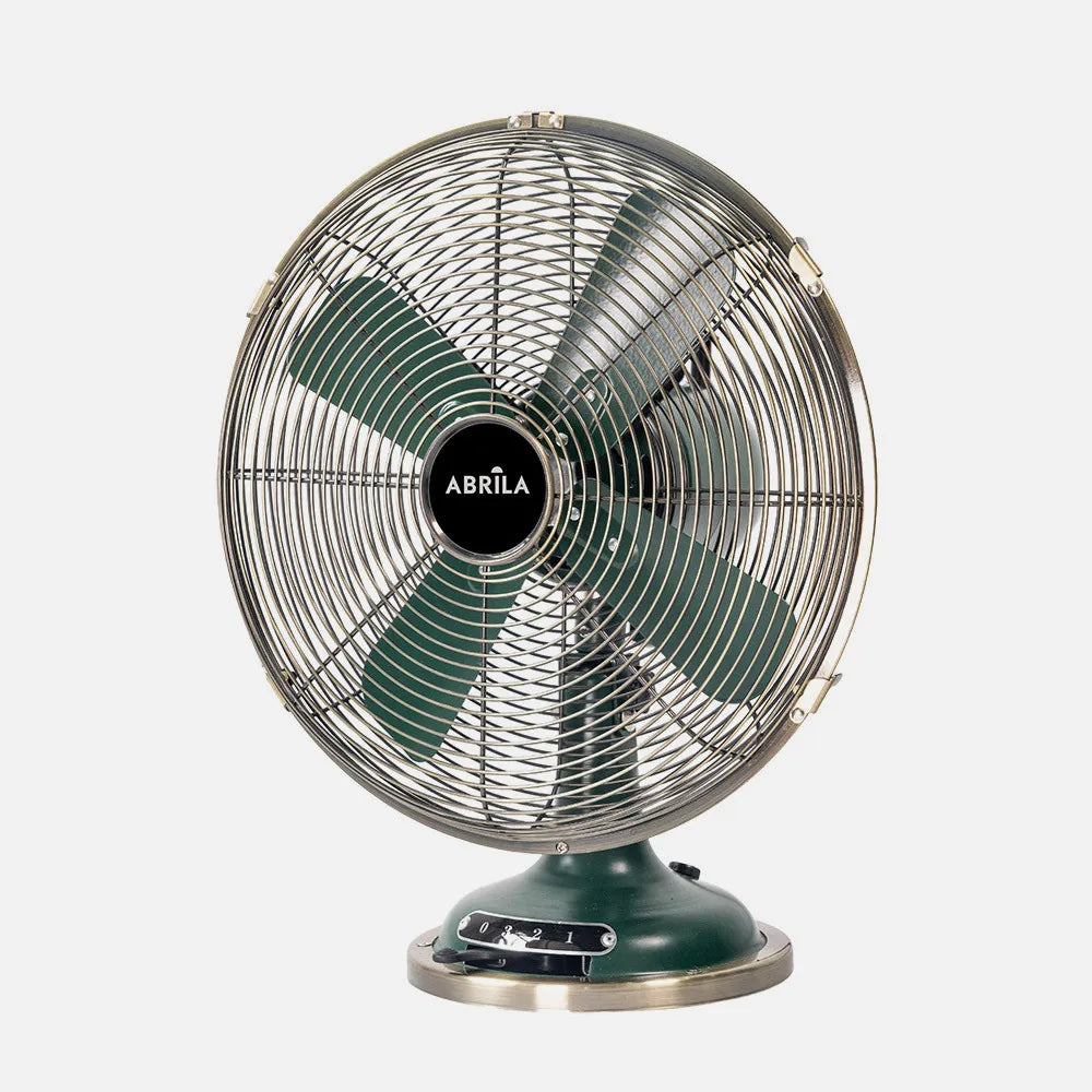 Ventilador de sobremesa Capitolio 37 W de FABRILAMP en color oliva/cuero