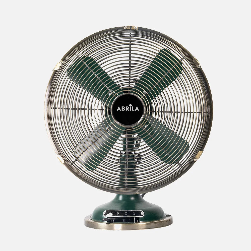 Ventilador de sobremesa Capitolio 37 W de FABRILAMP en color oliva/cuero – vista de detalle