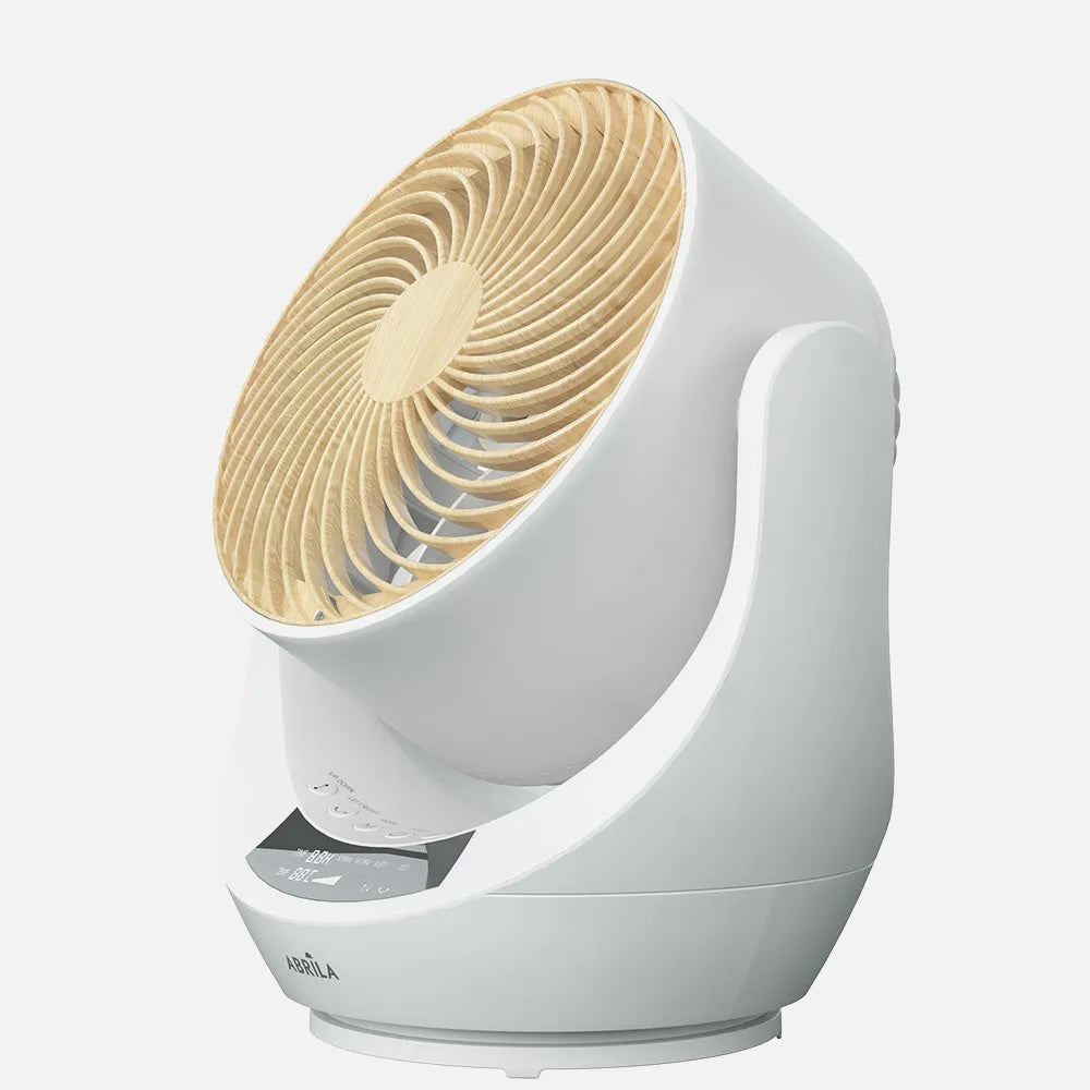 Ventilador de sobremesa Navia 40 W de FABRILAMP en color blanco/haya – vista de detalle